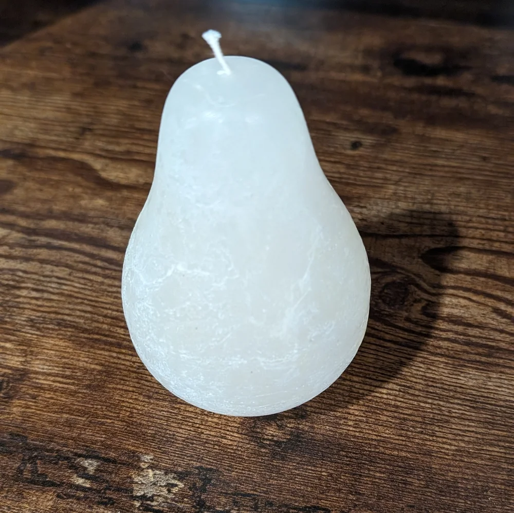 Pear Shaped Unscented Wax Candle in White